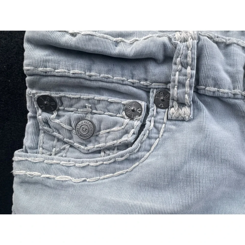 True Religion Ricky Relaxed Straight Gray Cut Off Denim Shorts Men's 30